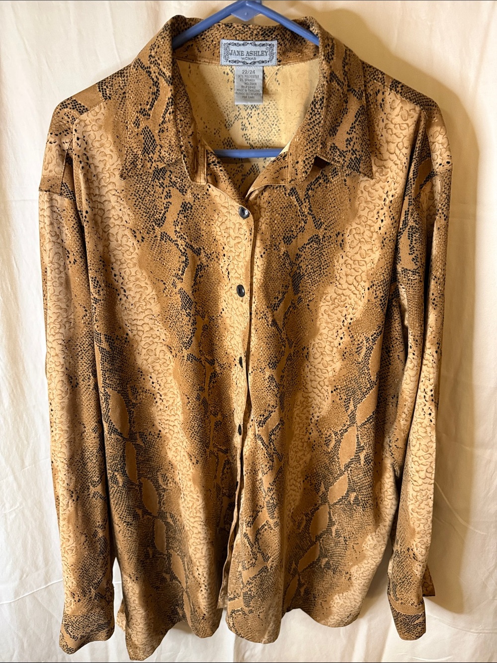 Jane Ashley Tan & Black Snake-Print Button Front Blazer